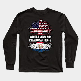 American Grown with Paraguayan Roots USA Flag Long Sleeve T-Shirt